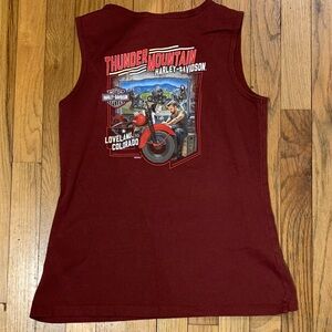 Harley-Davidson Biker Lace-Up V-Neck Tank Sleeveless Burgundy Spring Medium EUC